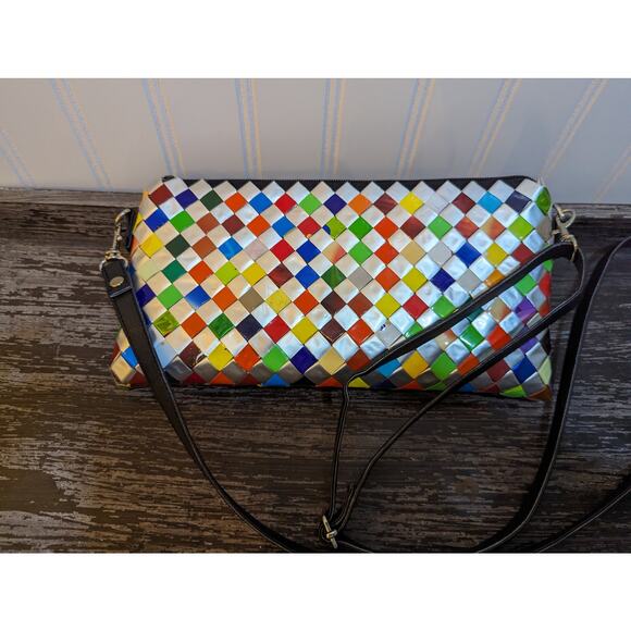 Unique Quirky Recycled Multicolor Candy Wrapper Crossbody Purse - Picture 1 of 3